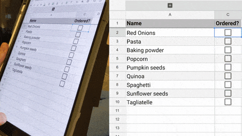 Check off the items as you order them in the grocery list template