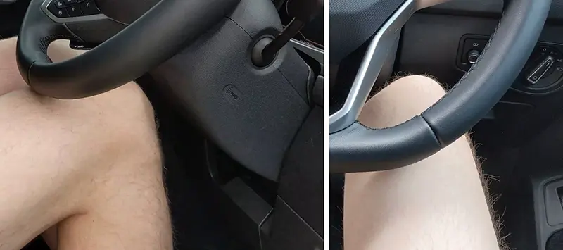 My knees sitting behind the steering wheel - best cars for tall people